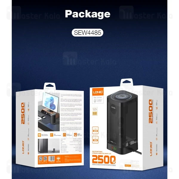 چند راهی برق و شارژر وایرلس تایمردار الدینیو Ldnio SEW4485 دارای 4 پورت