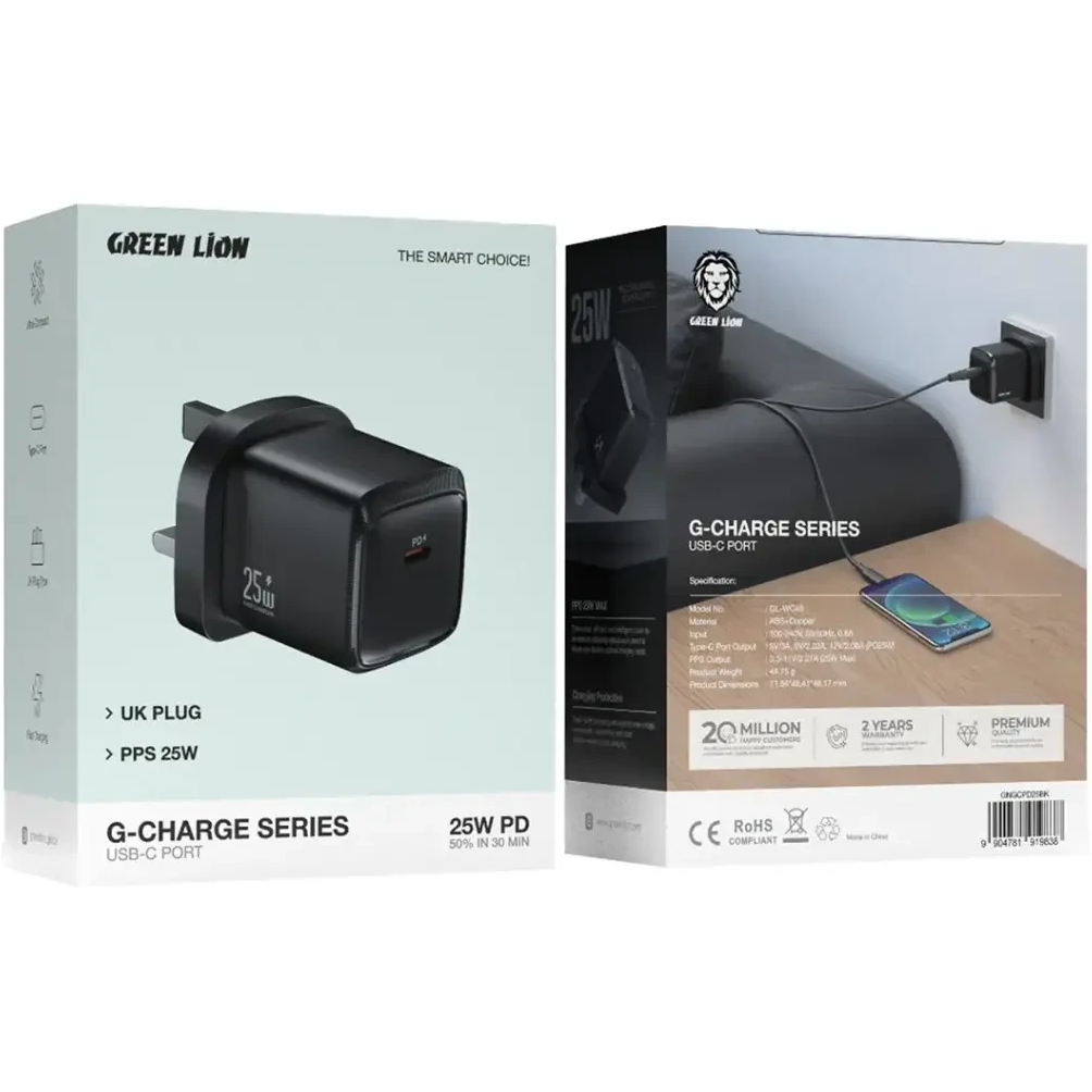 شارژر گرین لاین Green Lion G Charge Series USB C Port Wall Charger 25W PD