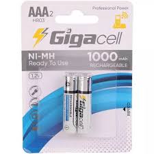 باطری نیم قلم شارژِی۱۰۰۰ GIGACELL