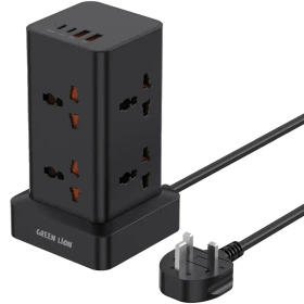 چندراهی برق گرین لاین مدل Green Lion Power Tower Multi-Port با شارژ سریع PD 20W و 8 پریز AC