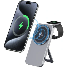 شارژر بی سیم گرین لاین مدل Magstand Duo ظرفیت ۱۵ وات
