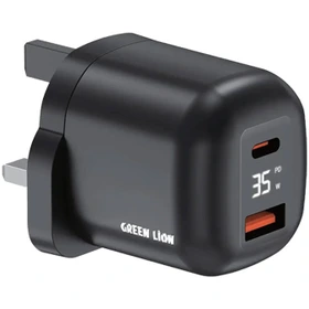 شارژر دیواری گرین لاین مدل Q-Series ظرفیت ۳۵ وات دو پورت USB-C و USB-A