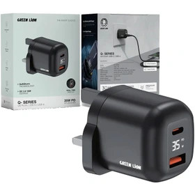 شارژر دیواری گرین لاین مدل Q-Series ظرفیت ۳۵ وات دو پورت USB-C و USB-A