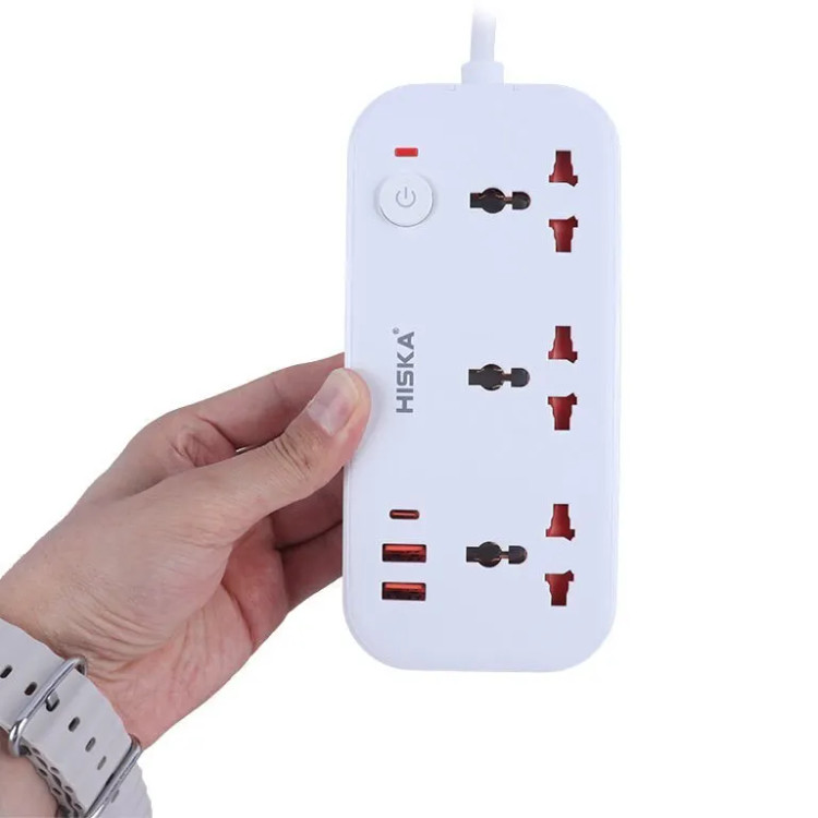 چندراهی برق هیسکا مدل CH5511 با کابل ۲ متری و ۲ پورت USB