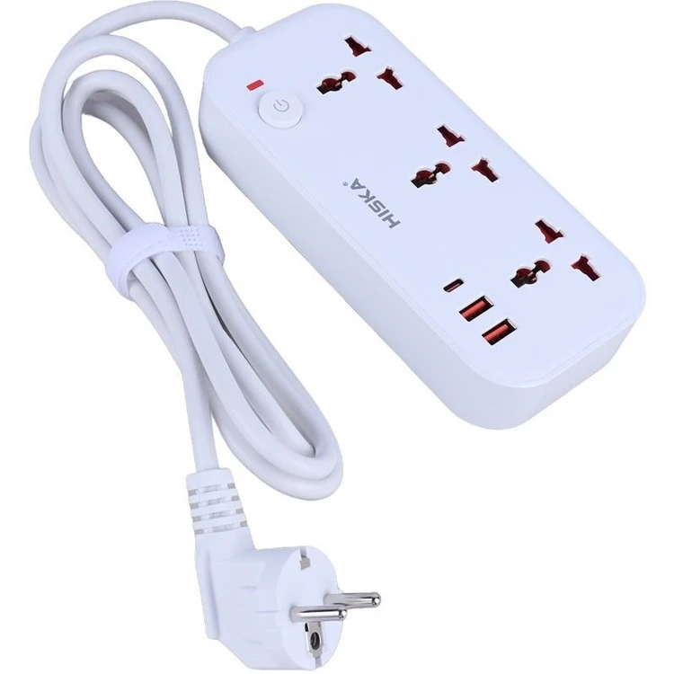 چندراهی برق هیسکا مدل CH5511 با کابل ۲ متری و ۲ پورت USB